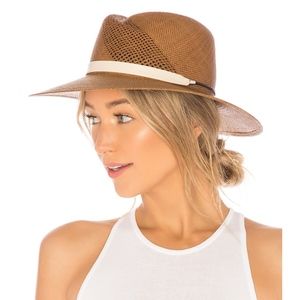 Rag Bone Zoe Straw Fedora Hat Brown 
